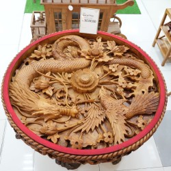 Art: Dragon Table Engraving made of teakwood (image 3 of 28).