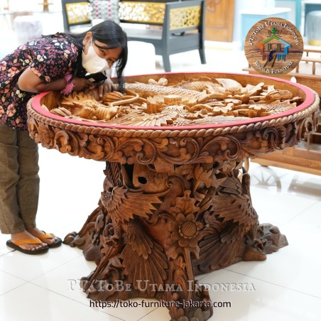 Art: Dragon Table Engraving made of teakwood (image 1 of 28).