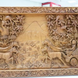 Ukiran: Ukiran Dinding Pandawa di buat dari kayu jati (gambar 3 dari 59).