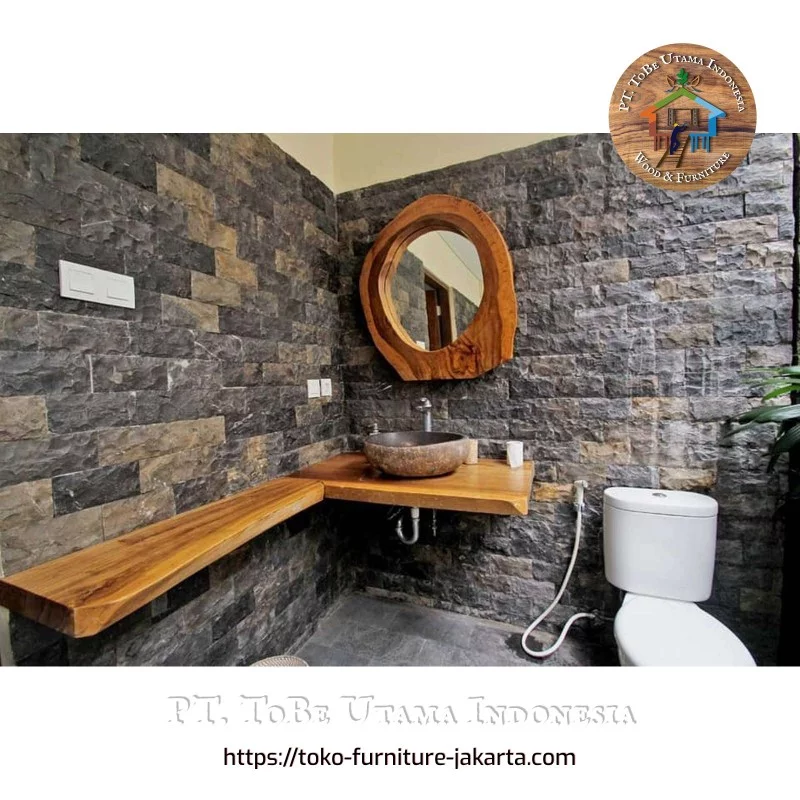 Bathroom: Bathroom Set Wood made of trembesi wood, mahogany wood, glass (image 1 of 1).