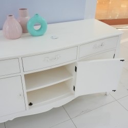 Living Room - Credenza: Cupboard White 3 Drawers made of plywood (image 8 of 27).