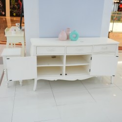Living Room - Credenza: Cupboard White 3 Drawers made of plywood (image 5 of 27).