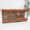 Living Room - Credenza: Cupboard Dark Brown with Glass made of plywood (image 1 of 27).