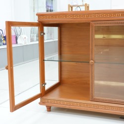 Living Room - Credenza: Cupboard Dark Brown with Glass made of plywood (image 3 of 27).