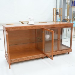 Living Room - Credenza: Cupboard Dark Brown with Glass made of plywood (image 6 of 27).