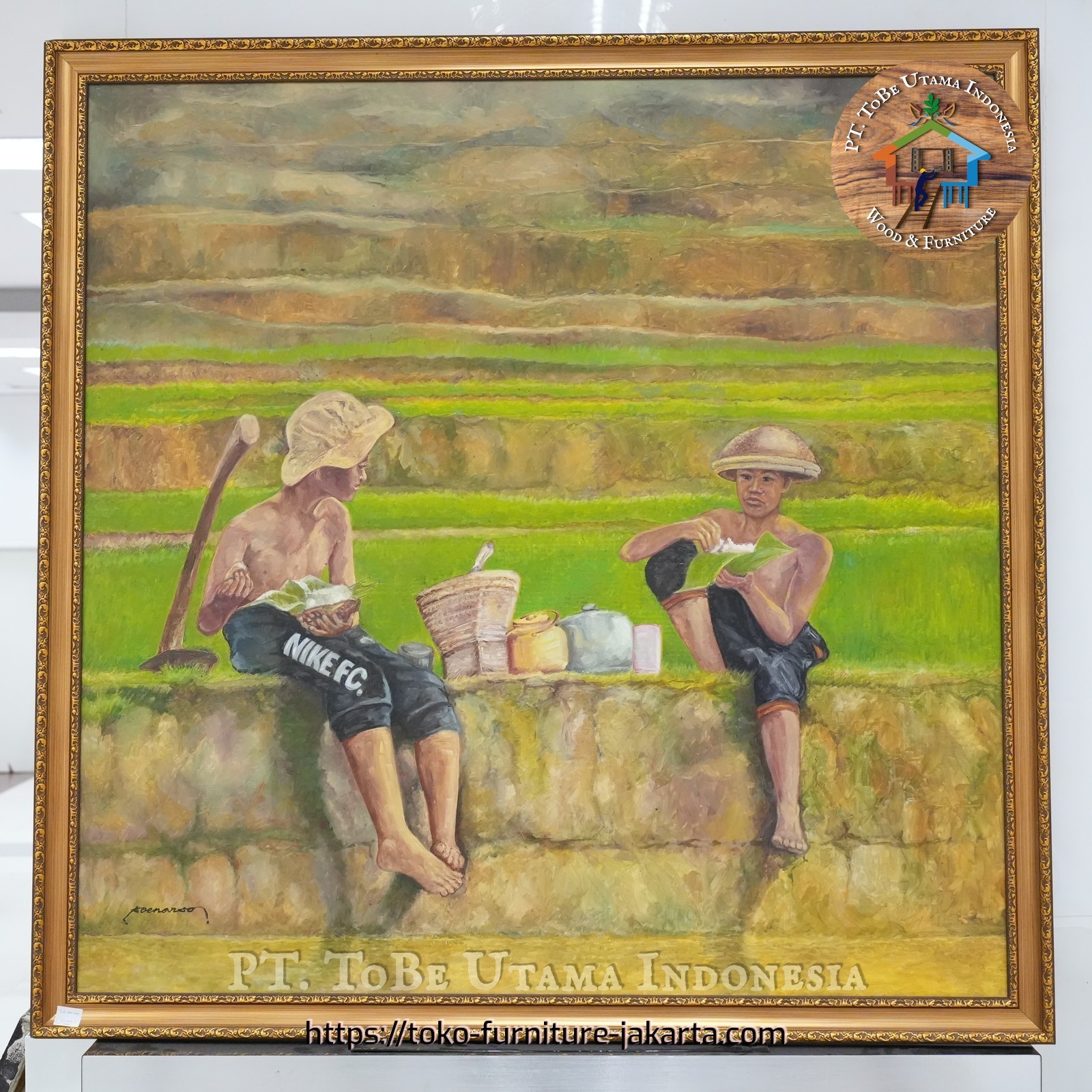 Art: Painting „Lukisan Anak Tani“ - Farmer's Children made of oil painting on canvas (image 1 of 5).