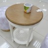 Living Room - Coffee Tables: Round Table White Cream made of mahogany wood, rattan (image 2 of 8).