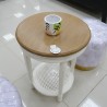 Living Room - Coffee Tables: Round Table White Cream made of mahogany wood, rattan (image 1 of 8).