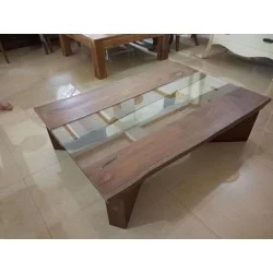 Living Room - Coffee Tables: JCT Glass Coffee Table made of teakwood, mahogany wood, trembesi wood, glass (image 1 of 3).