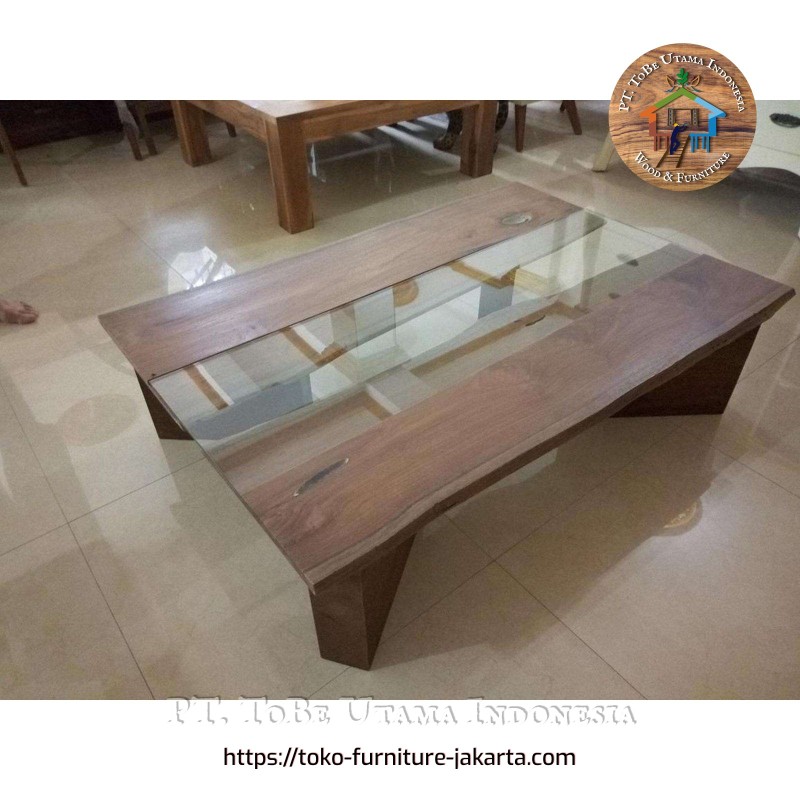 Living Room - Coffee Tables: JCT Glass Coffee Table made of teakwood, mahogany wood, trembesi wood, glass (image 1 of 3). Living Room - Coffee Tables: JCT Glass Coffee Table made of teakwood, mahogany wood, trembesi wood, glass (image 1 of 3).