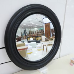 Living Room: Black Round Mirror Glass (image 1 of 7).