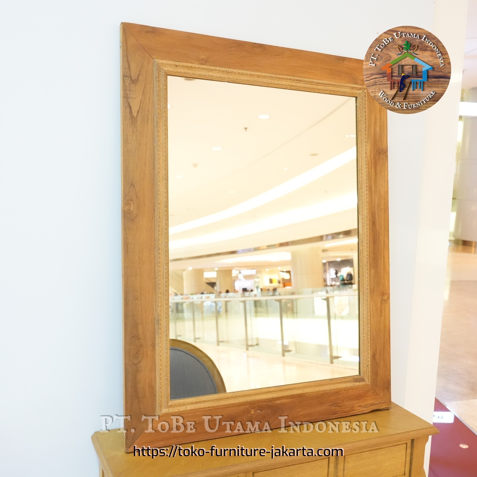 Living Room: Teak Wood Mirror Glass (image 1 of 13).