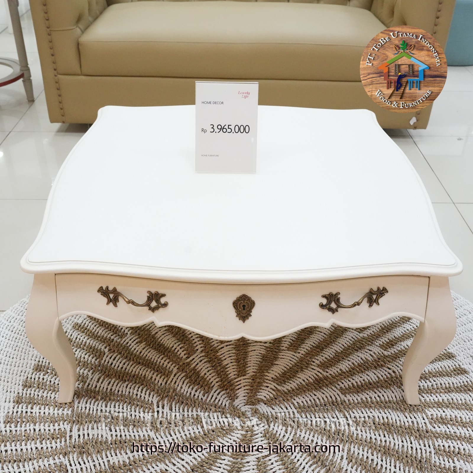 Living Room: White Coffee Table with Drawers (image 1 of 15).