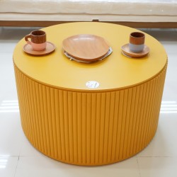 Living Room: Yellow Round Coffee Table (image 1 of 10).