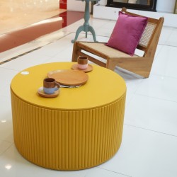 Living Room: Yellow Round Coffee Table (image 3 of 10).
