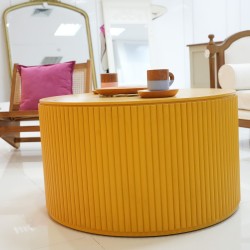 Living Room: Yellow Round Coffee Table (image 8 of 10).