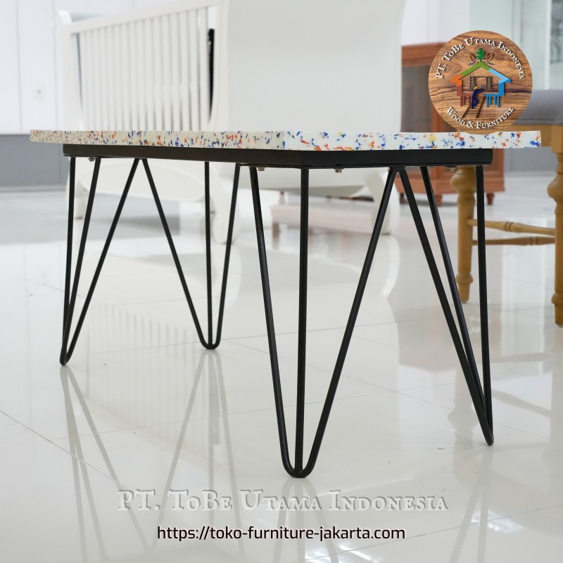 White Eco Friendly Guest Table with Iron Legs
