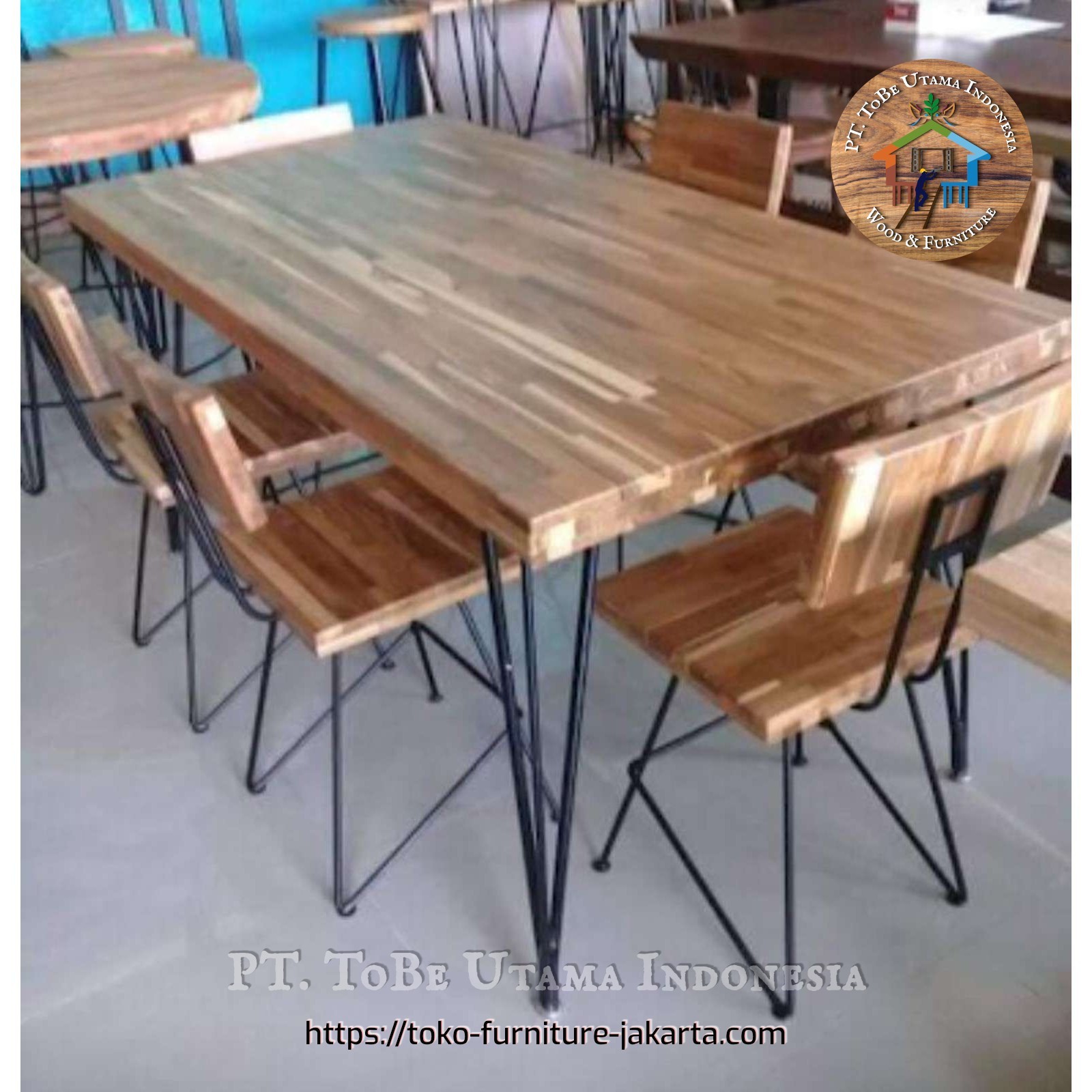Dining Room - Dining Tables: Teak Block Dining Set made of teakwood, laminate (image 1 of 1).