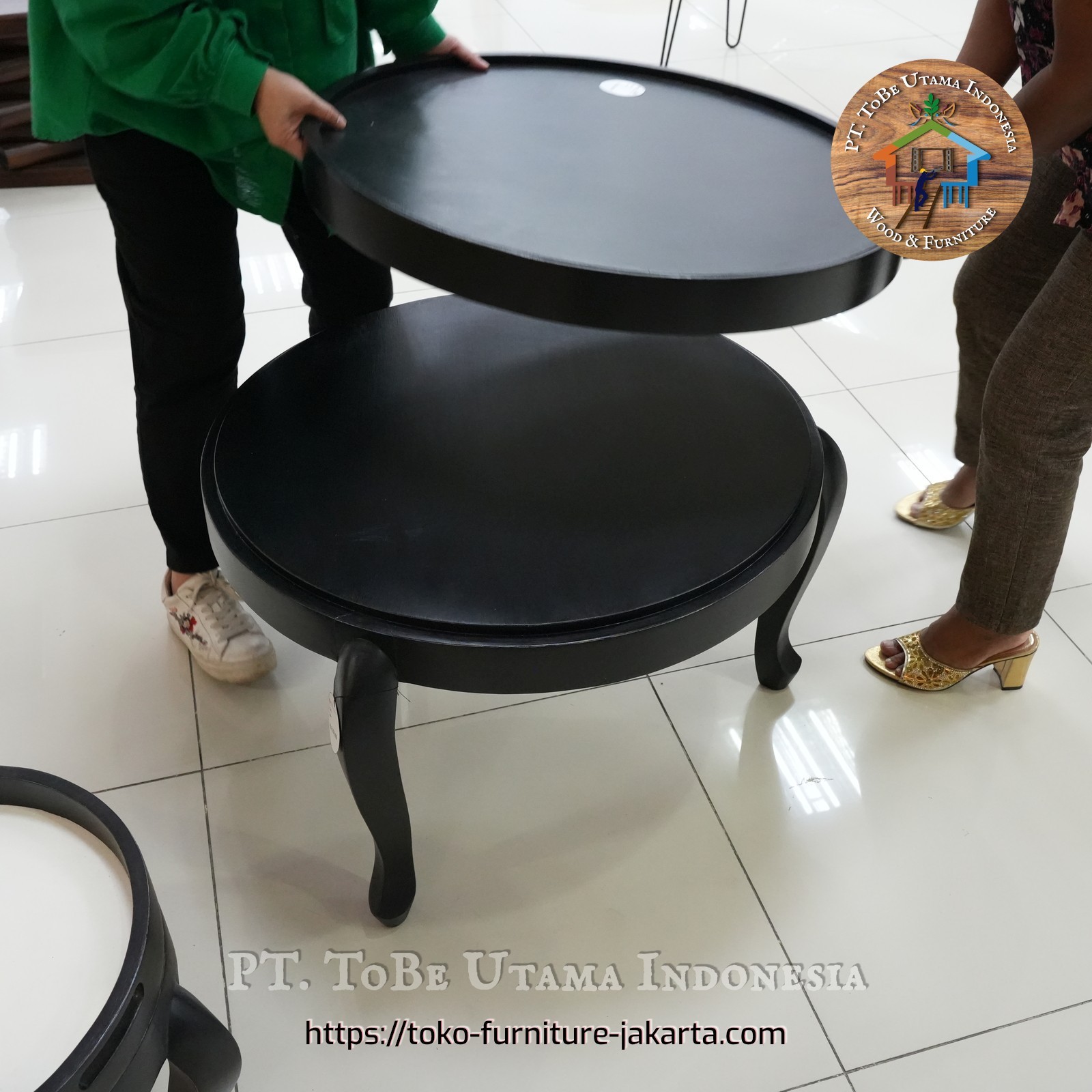 Living Room: Round Coffee Table with Large Tray (image 1 of 18).