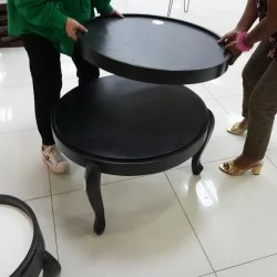 Round Coffee Table with Large Tray