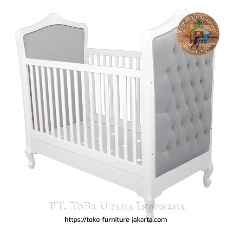 Kids: Baby Cot Frence Style made of solid wood, sponge, fabric (image 1 of 1).