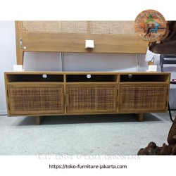 Living Room: TV Cabinet Modern made of solid wood, rattan, plywood (image 1 of 1).
