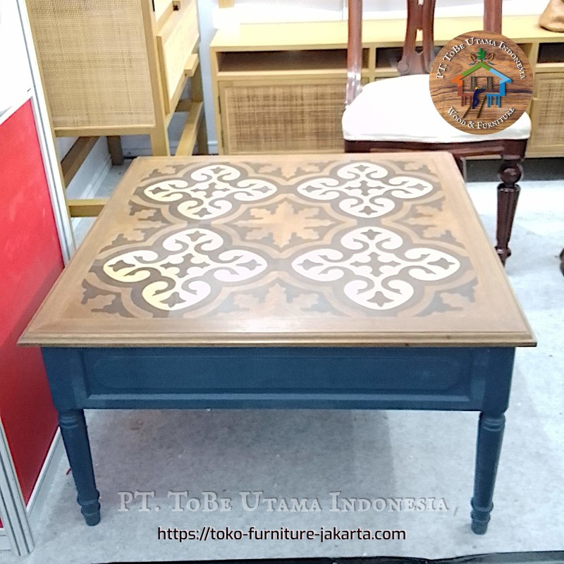 Square Table Inlay Coffee Table with Unique inlay Design for Guest Room