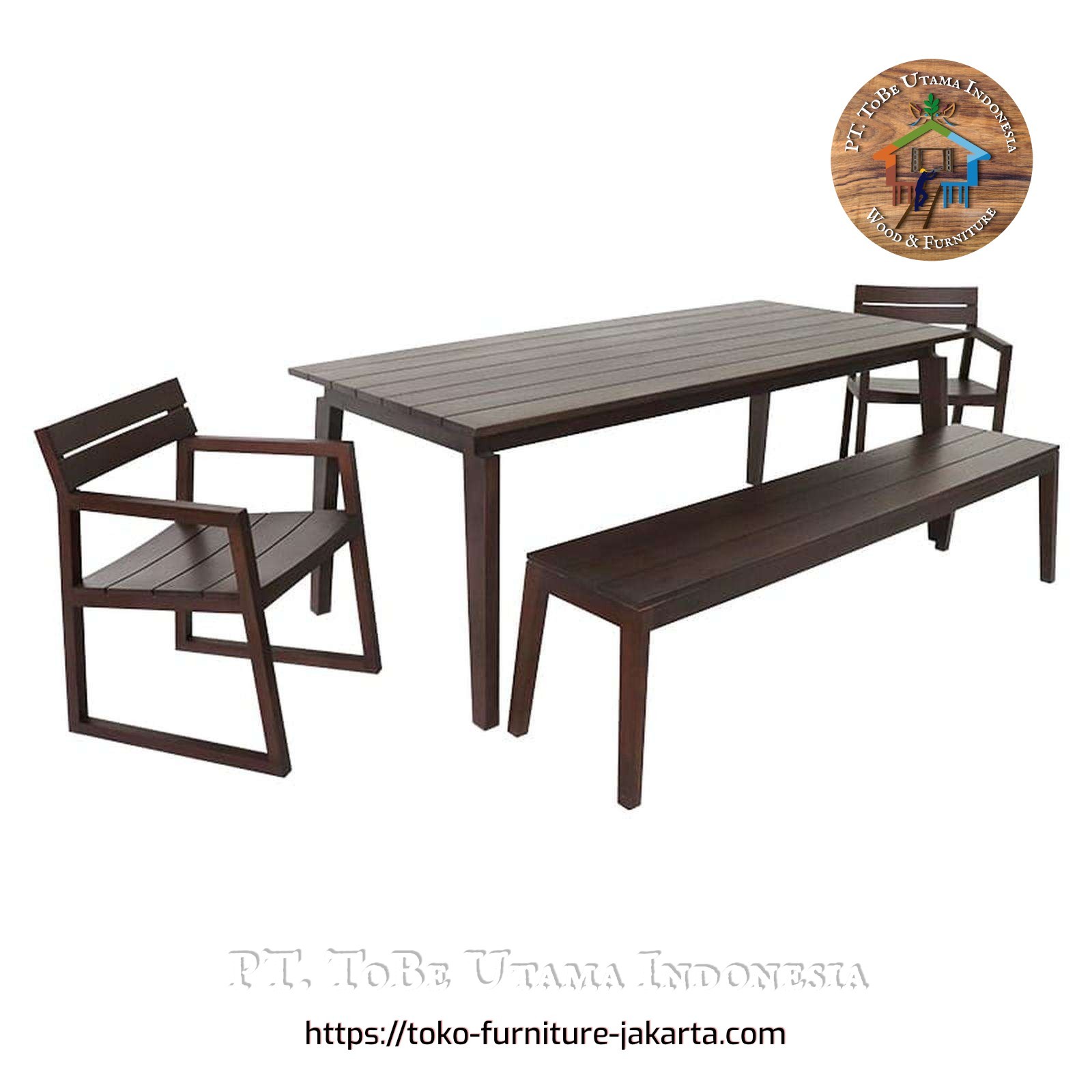 Garden - Teak: KJ Garden Dining Set Mahogany dark brown made of teakwood, mahogany wood (image 1 of 1).