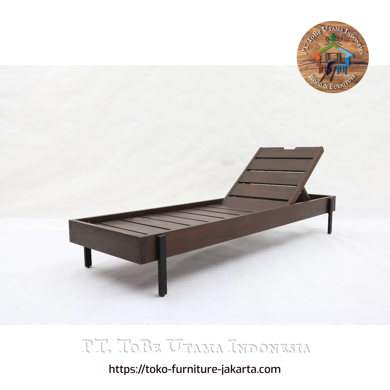 Garden - Teak: KJ Beach Lounger Sun Mahogany made of teakwood, mahogany wood (image 1 of 1).