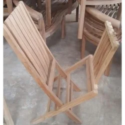 Garden - Teak Garden Furniture: Folding Chairs Minimalist (image 4 of 5).