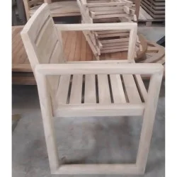 Garden - Teak Garden Furniture: Stacking Chairs Minimalist Arms (image 2 of 3).