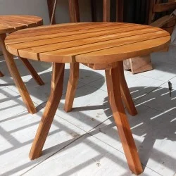 Garden: Round Wooden Patio Table Edge (image 1 of 7).