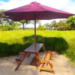 Garden: Wooden Garden Bench with Umbrella (image 4 of 7).