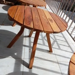 Taman: Meja Teras Minimalis Kayu Bundar Tepi (gambar 2 dari 7).