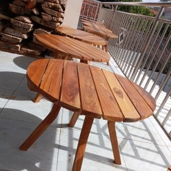 Garden: Round Wooden Patio Table Edge (image 3 of 7).