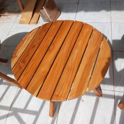 Garden: Round Wooden Patio Table Edge (image 4 of 7).