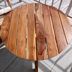 Garden: Round Wooden Patio Table Edge (image 5 of 7).
