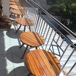 Garden: Round Wooden Patio Table Edge (image 7 of 7).