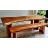 Suar Wood Live Edge Table & Bench Set