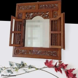 Accessories - Wooden Mirrors: Java Wood Curving Mirror made of teakwood, glass (image 2 of 2).