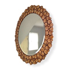 mirror oval wood chips