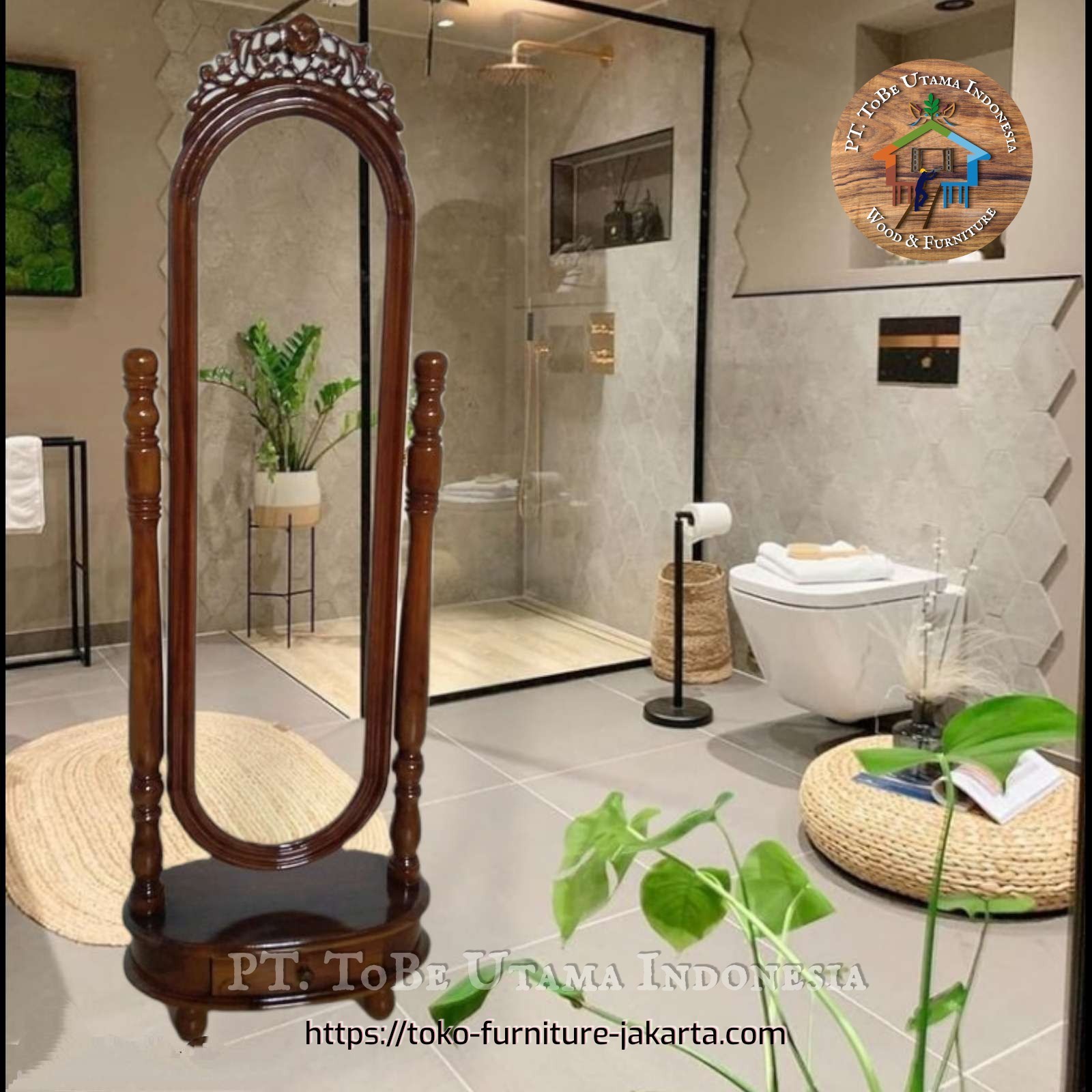 Accessories - Wooden Mirrors: Princes Mirror made of teakwood, mahogany wood, glass (image 1 of 1).