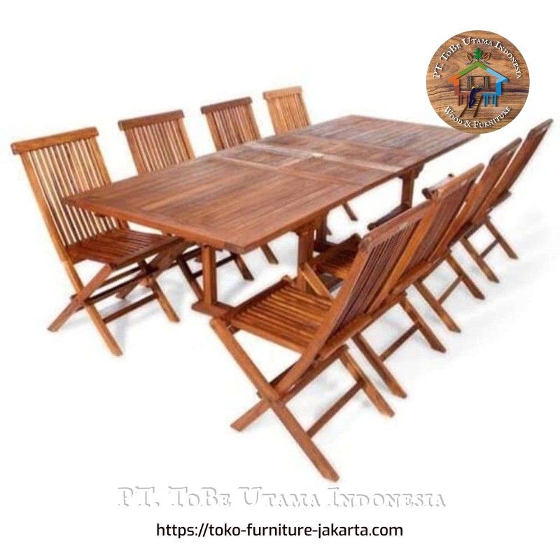 Teras - Meja: Meja extended 310 Set di buat dari kayu jati (gambar 1 dari 1).