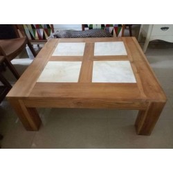 Living Room - Coffee Tables: JCT Marble Table 4 Pamulang made of teakwood, marble (image 3 of 3).