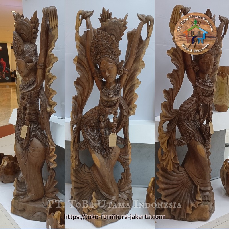 Art: Bali Dancer Wood Statue made of trembesi wood (image 1 of 5).