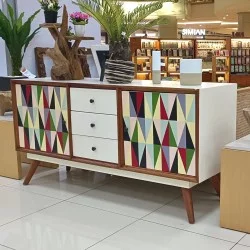 Colorful sideboard made of mahogany wood - sideview