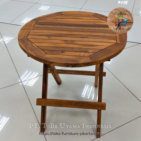 Terrace Tables: Round Terrace Table made of teakwood (image 1 of 3).