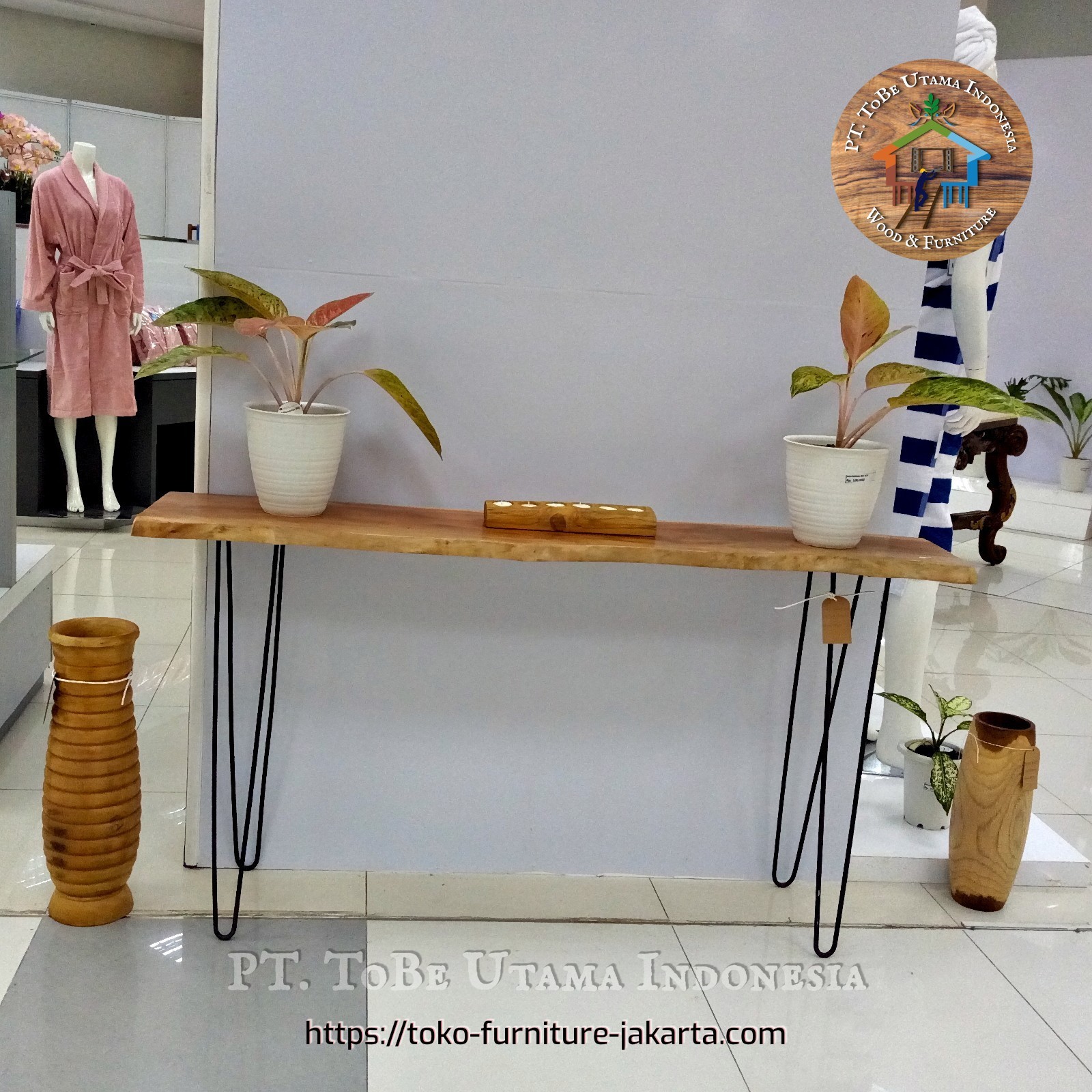 Living Room - Entry Tables: Wall Console Table made of jackfruit wood (image 1 of 1).