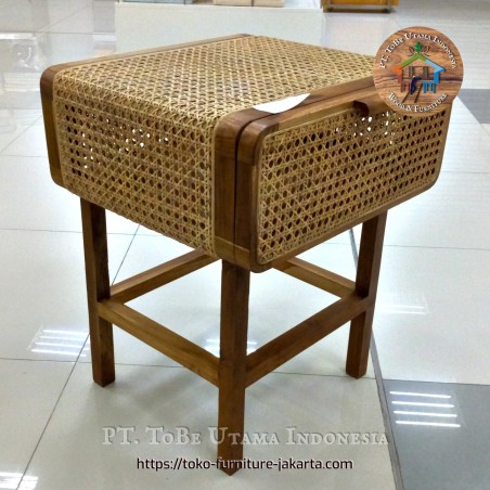 Bedroom - Night Tables: Nakas Drawer Full Rattan made of teakwood, rattan (image 1 of 8).