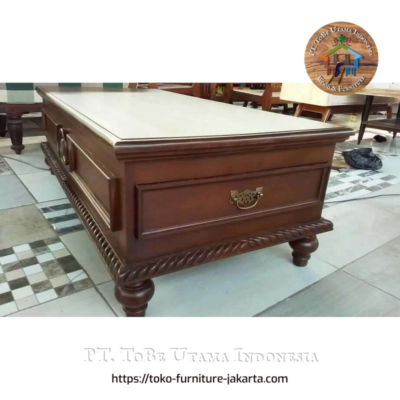 Living Room - Coffee Tables: Table with Two Drawers made of mahogany wood (image 1 of 1). Living Room - Coffee Tables: Table with Two Drawers made of mahogany wood (image 1 of 1).